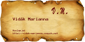 Vidák Marianna névjegykártya